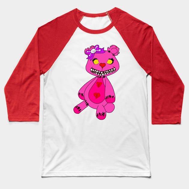 Girl zombie bear Baseball T-Shirt by Meltedmindcreations